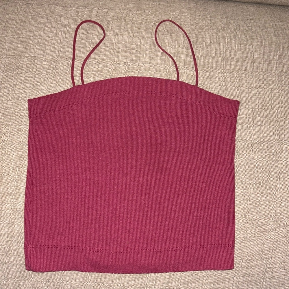 American Eagle XS Dark Pink Cropped Tank Top
